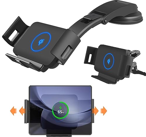 Lopnord Z Fold 5 Car Mount, Wireless Car Charger Mount Compatible with Galaxy Z Fold 5 4 3/S24/S23 Ultra/S22, Wireless Charger for Air Vent/Dashboard Car Phone Holder for iPhone 15 14