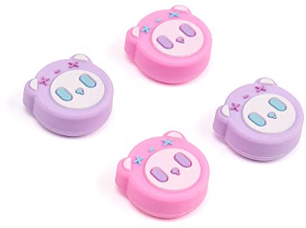 DLseego Kawaii Thumb Grips Caps Kompatibel mit Switch/Switch Lite, 4 STÜCKE Soft Silikon Analog Thumbstick für Switch OLED Console & Joy-Con Controller,Rosa und Lila