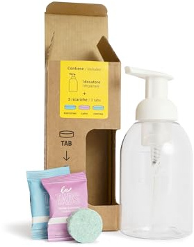 LeTabs Foaming Hand Soap Starter Kit - Kit Contains 1 Foaming Hand Soap Pump Dispenser and 3 Refill Foaming Hand Soap Tablets with 3 Different Scents - Can Use in Kitchen and Bathroom