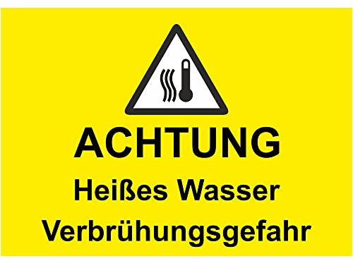 Indigos UG Aufkleber Achtung Verbrühungsgefahr - 200x150 mm - Hotel, Firma, Schutz, Kita, Arzt, Praxis, Wohnung - Sicherheit - Warnung