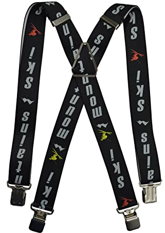Olata Hosenträger für Skihosen | x- und y-förmige Hosenträger (Schwarz/Grau) – 4 cm. Erwachsene. X-Form (Kreuzstück Verstellbar)