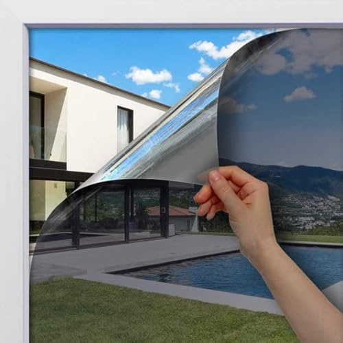 BDF 1SBL Window Film Static Cling Heat Rejection and Daytime Privacy Silver & Blue - 35.4in X 7ft