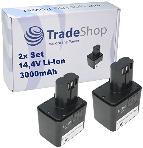 2x Trade-Shop Li-Ion Akku, 14,4V / 3000mAh / 43,2Wh kompatibel mit Würth Akku-Blindnietgerät ANG 14 ANG14 Einnietmutterngerät ANG 310 ANG310 ersetzt 070091513, 070091526, G14
