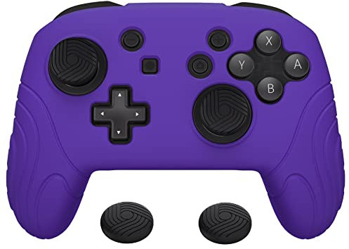 playvital Cover Skin per Nintendo Switch PRO Controller,Custodia Silicone Protettiva Antiscivolo per Switch PRO Controller con Gommini Coprilevette Analogiche-Samurai-Viola