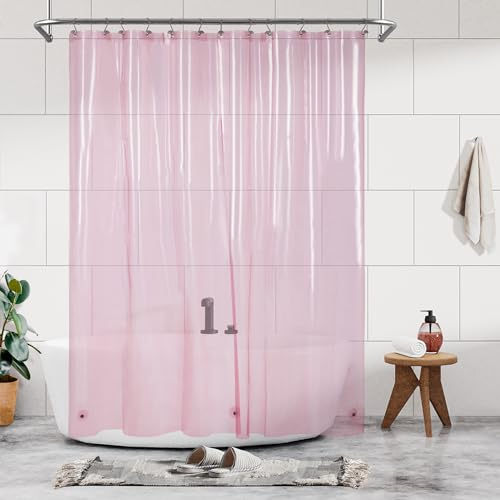Barossa Design Innerer Duschvorhang, Premium-PVA-Duschvorhang mit 3 Magneten und Metallösen, wasserdicht, leicht, Kunststoff, Standardgröße, Badezimmervorhänge, transparentes Rosa