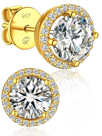 MomentWish Moissanite Boucles D'oreilles Argent 925, 1/2 Carat Puces Clous Doreille Femme Hypoallergénique Cadeau de Saint Valentin pour Femme Petite Amie Homme