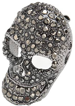 Agatige Vintage-Totenkopf-Brosche, Glitzernde Totenkopf-Strassnadeln, Broschen-Zubehör (schwarz)