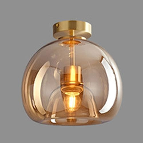 FAZRPIP Mid-Century Globe Semi Flush Mount Deckenleuchte, bernsteinfarbene Glas-Pendelleuchten für Gang, Veranda, Treppe, Schrank, Küche, Waschküche, Mini-Kronleuchter
