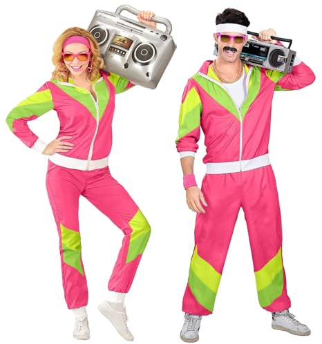 Chnnamzu 80er Jahre Outfit für Herren Damen Trainingsanzug Disco Jacke und Hose Karneval Mottoparty Fasching Kostüm Männer Frauen