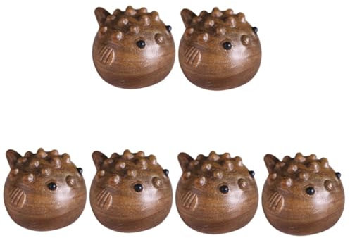 Warmhm 6 STK Kugelfisch Aus Holz Dekor Fisch-Statue Fischskulptur Aus Holz Spielzeug Meerestiere Massagegerät Für Handübungen Strandspielzeug Für Kinder Sandelholz Zubehör Kinderzimmer