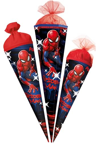 alles-meine.de GmbH Schultüte - Spyderman - 35-100 cm - Größe wählbar - Holzspitze wählbar - Zuckertüte - Tüll - oder Filzabschluß - eckig/rund - klein & groß - Geschenktüte ..