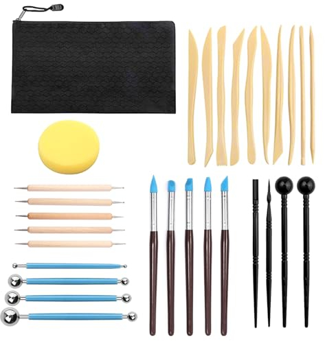 BEKEYAU Modellierwerkzeug Ton,Sculpting Polymer Clay Tools,Töpferwerkzeug Set,Polymer Clay Modelling Tools,Keramik Werkzeug Set,Töpfern Werkzeug für Skulptur Carving Tool und Schnitzwerkzeug Anfänger