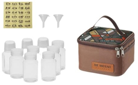 JHIALG Tragbare Gewürztasche, Camping-Gewürz-Organizer, Gewürz-Organizer, Multi-Reise-Gewürz-Co-Aufbewahrungstasche, 1 Set/9 Stück, braun