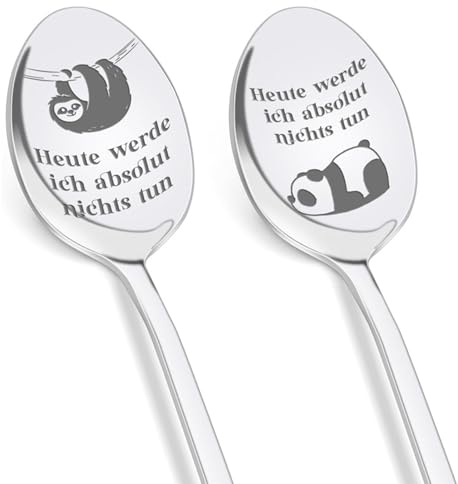 2 Stücke Kaffeelöffel mit Gravur-Heute werde ich absolut nichts tun-Edelstahl Kaffeelöffel Hochzeitsgeschenke，Rentner Geschenk Mann Frauen，für Damen Papa Mama Opa Oma