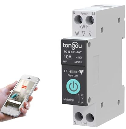 Interruptor inalámbrico Wifi Tuya, 1P 10A 16A 20A 25A 32A 40A 50A 63A DIY Interruptor inteligente TUYA/Smart Life APP Control remoto, Control de voz y temporizador, WiFi Smart Switch con medición