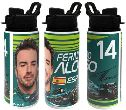 Partisan Alonso Bouteille d'eau 600 ml F1 avec couvercle Blanc/noir