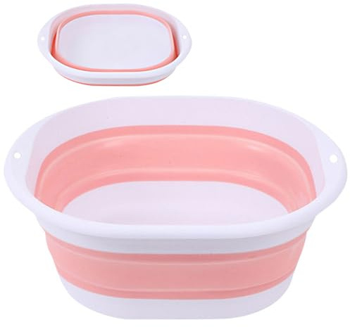 Portable Pool Foot Bath, Foldable, Foot Bath, Foot Bath, Bubble Bath for Feet, Bowl for Foot Baths, Foldable, Foot Bath Tray for Swimming Pool, Foot Pool Tub for Foot Bath (Pink, 35.5 x 28 cm)