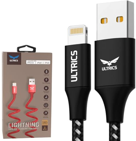 Long iPhone Charger Cable 2M iPhone Charging Cable, Apple MFi Certified Lightning Cable, Braided USB Fast Charging Cord Compatible with iPhone 14 Pro Max/13/12/11/ XS/XR/X/SE/iPad/iPod (Black)