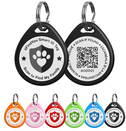 ILFindYou QR Code Dog Tags Personalized for Pets, Real-time Alerts, Black