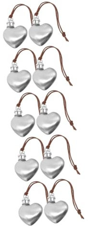 VOSAREA 10pcs Stainless Steel Hip Flask Heart Shaped Portable Small Flask for Camping Leak