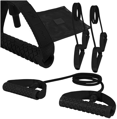 Widerstandsbänder Set mit Griffen – 3 Resistance Bands aus Naturkautschuk – Fitnessbänder mit Tasche für Krafttraining, Physiotherapie & Pilates – Expander für Muskelaufbau & Ganzkörpertraining
