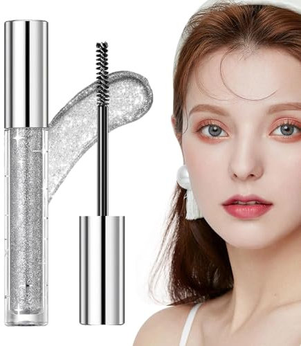 Glitzer Wimperntusche, 2Stück Glitter Diamond Mascara, Verlängernde Volumengebende Farbenfrohe Wimperntusche, Wasserfeste Glänzende Pailletten Mascara, Schnell Trocknend, Dauerhaft Lockend(01)