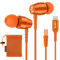 LUDOS OMNITONE USB C Kopfhörer, 5 Jahre Garantie für iPhone 16 15 Pro Max Plus Samsung Galaxy S24 S23 Ultra S22 S21 FE S20 A53 A54, USB Typ C Ohrhörer mit Mikrofon In-Ear mit Kabel für iPad - Orange
