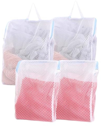 Xmart 4 Stück Waschenetz Groß mit Griffen Haltbar Wäschebeutel Wäschenetz für Waschmaschine mit Griffen Wäschenetze mit Reißverschluss zum Erneuten Waschen von Kleidung Wie Hemden VerwEndet Werden