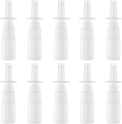 Beavorty 20pcs Nasal Spray Bottle Empty Refillable Nose Mist Sprayer Mist Spray Bottle Snoot Cleanser Container with Protective Cover for Home and Travel