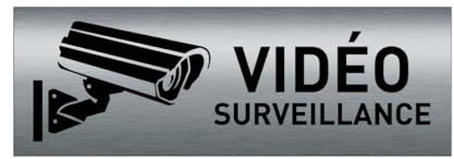 AUA SIGNALETIQUE - Plaque SIGNALÉTIQUE Aluminium Brossé AluSign 75X25 mm - (Vidéo Surveillance)