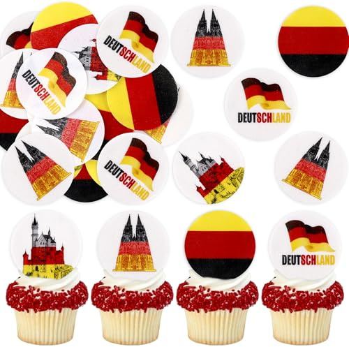 Blumomon 40 Stück Essbar Nationalflagge Tortendeko Kölner Dom Cake Topper Neuschwanstein Kuchen Dekoration Sport Party Dekoration