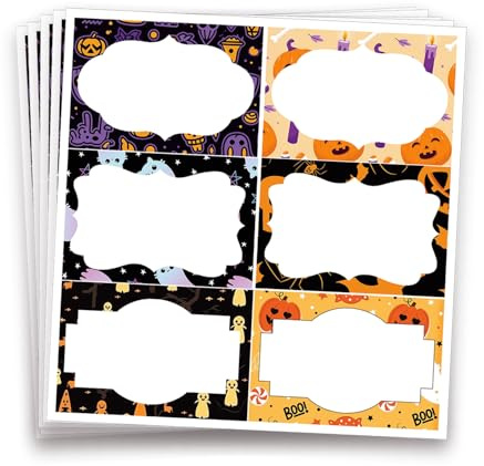 120 Stück Happy Halloween Aufkleber 8,9 x 5,7 cm Namensschild für Geschenk, Halloween, Blut-Etiketten, Vintage, laminierte Aufkleber für Süßigkeitentüten, Geschenkbox, Dekoration, Partyzubehör