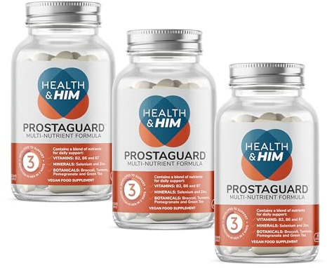 Health & Him ProstaGuard Men's Supplement, Vegan, 90-Day Supply | Men's daily formula with turmeric, selenium, zinc & polyphenols; Vegan, gluten free; 60 capsules