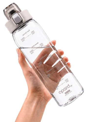 Opard Zip 1000ml Plastic Water Bottle Dishwasher Safe, Leakproof Flip-Top Lid, BPA Free Tritan, Wide Mouth Reusable Sports Water Bottle for Gym Hiking Commuting Outdoor Travel and School