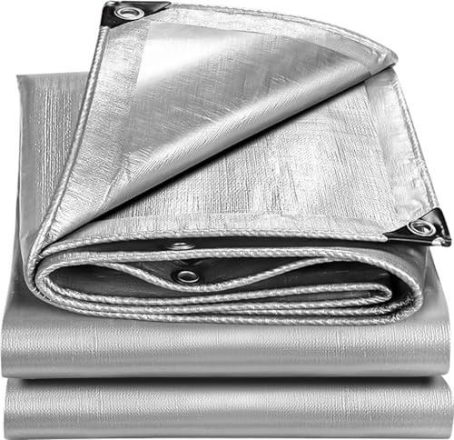 Lona Impermeable Exterior-160g/m² Lona de Protección Toldo Reforzado PE con Ojales, Duradera Resistente a Los Rayos UV Desgarros,plastico cubretodo