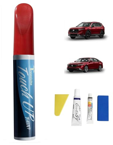 Treesiche Autolack Lackstift Set für Honda, Lack Reparatur Kit Lackierstift und Pinsel 2 in 1, Schnelle & Einfache Wartungslösungen, Radiant Red Metallic (R-569M)