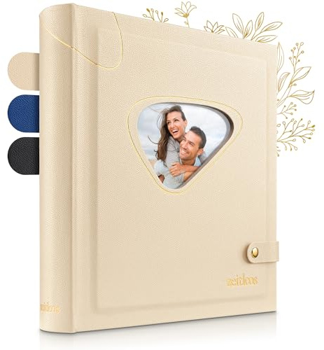 ZEITLOOS® Fotoalbum zum Selbstgestalten - Kraftpapier & Fenster - 600 Fotos | Wunderschönes Design mit schützenden Trennblättern - Fotobuch zum Einkleben 31x32cm - 100 Seiten - Hochzeitsalbum & Geschenk