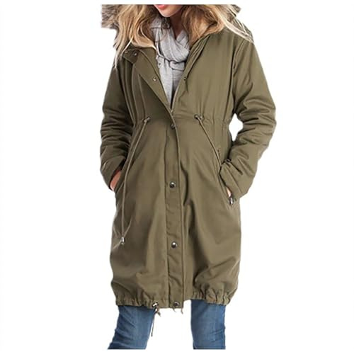 Generisch Nouveau manteau de grossesse avec col à capuche pour automne/hiver, Vert armée., XXL