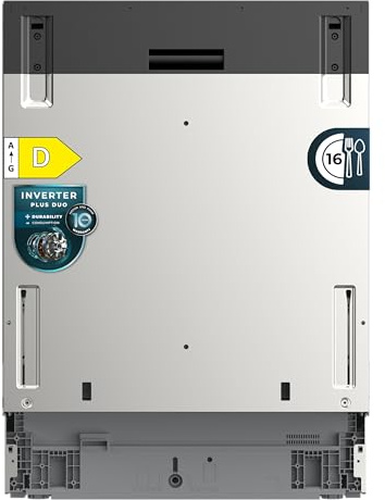 Cecotec Lave-vaisselle Encastrable 60cm Bolero Aguazero 6280 Full-BI. 16 Couverts, 12 Programmes, Classe D, Moteur Inverter Plus Duo, Panneau Touch, FloorView Light, Extra Hygiene, SuperDry,SilentWash