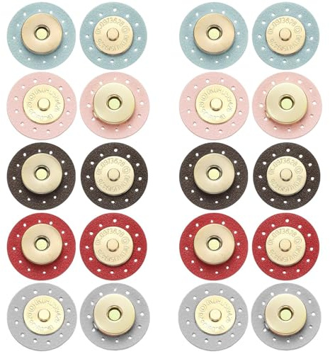 BAUCH 10 Paare Magnetverschluss Für Taschen,Druckknöpfe zum annähen, Magnetverschluss Taschen, Runder magnetischer Lederverschluss für DIY Nähen Handwerk,Handtaschen