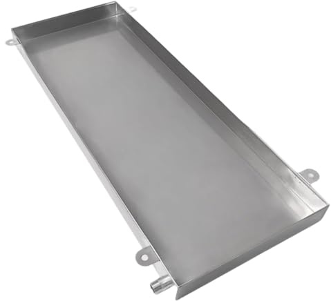 Kondensatwanne Edelstahl, Große Auffangwanne mit Ablauf mit Ablaufloch und Schlauch für Außengeräte von Klimaanlagen(100x47.5x3.8cm/39x19x1.5in)