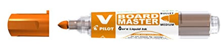 Pilot Begreen Recycled V Board Master Whiteboard Marker Bullet 6.0 mm Tip - Orange, Box of 10