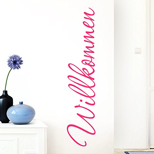 Grandora Wandtattoo Wort Willkommen I pink 26 x 120 cm I deutsch Flur Diele Eingang selbstklebend Aufkleber Wandaufkleber Wandsticker W1099