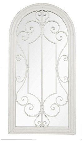 La Hacienda Scrolled Arch Outdoor Garden Mirror, One Size, White