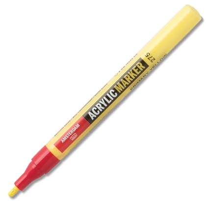 Amsterdam Acrylic Marker - 2 mm - Primärgelb 275 - undurchsichtiges, lichtechtes Pigment - Formel auf Wasserbasis - umkehrbare Federn - vielseitig zum Malen und Zeichnen