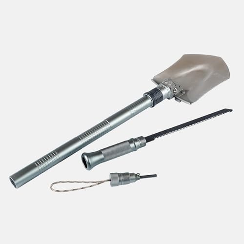 Horntools Multifunktionale Outdoor Schaufel Survivor – Klappbar, Säge, Beil, Hacke, Notfallpfeife, Magnesium-Feuerstein