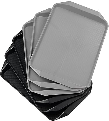 Ikando 6 Packs Plastic Fast Food Serving Trays, Reusable Serving Platters Tray, Rectangle 43 cm x 30 cm