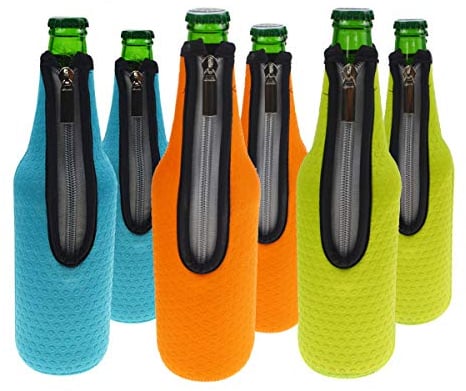 Orchidtent Bier Flaschenkühler, 6 Stück 17,6 Oz (500ml) Neopren Isoliert Reißverschluss Faltbar Bier Flaschen Kühler/Weinkühler / Getränkekühler (6Farben)