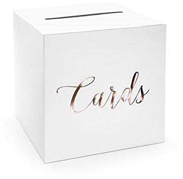 PartyDeco Geschenkbox, Gastgeschenk, Hochzeitsbox, Geldbox, Kartenbox - 24 x 24 x 24 cm - Geschenkkartenbox für Hochzeitsempfänge, Geburtstage, Abschlussfeiern, Braut-, Babypartys - Rose Gold