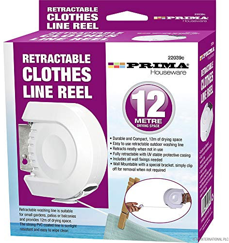 Prima Wall Mountable Fully Retractable Cloth Line Reel 12m of Drying Space